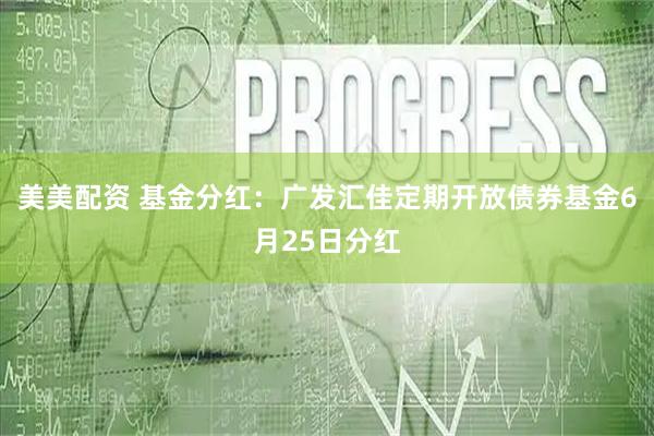 美美配资 基金分红：广发汇佳定期开放债券基金6月25日分红
