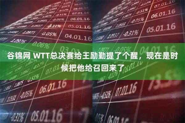 谷锦网 WTT总决赛给王励勤提了个醒，现在是时候把他给召回来了